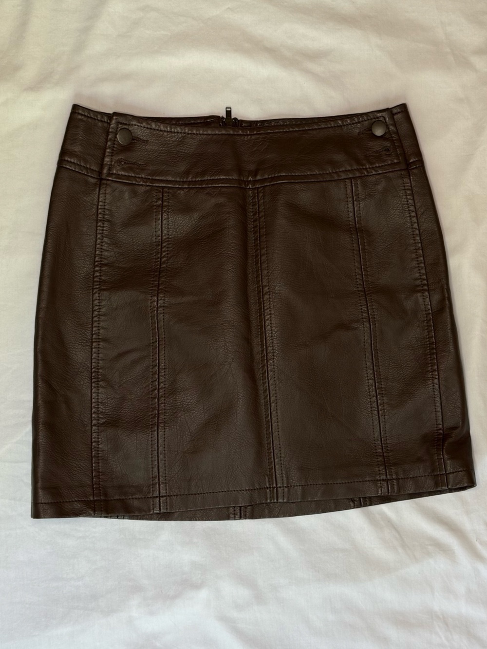 Free People Dark Brown Faux Leather Mini Skirt
